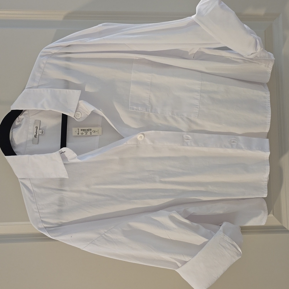 NWT Madewell White Boxy Cropped Button Down Shirt